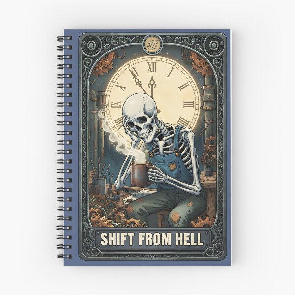 Item preview, SHIFT FROM HELL – Steampunk Skeleton Mechanic Tarot Art designed and sold by LunaSpellStudio.