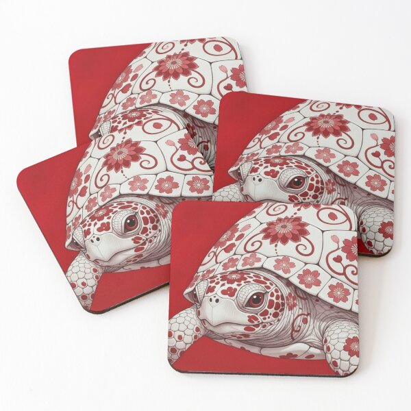Item preview, Decorative Floral Turtle – Red Animal Art Zentangular Style designed and sold by HeyHas.