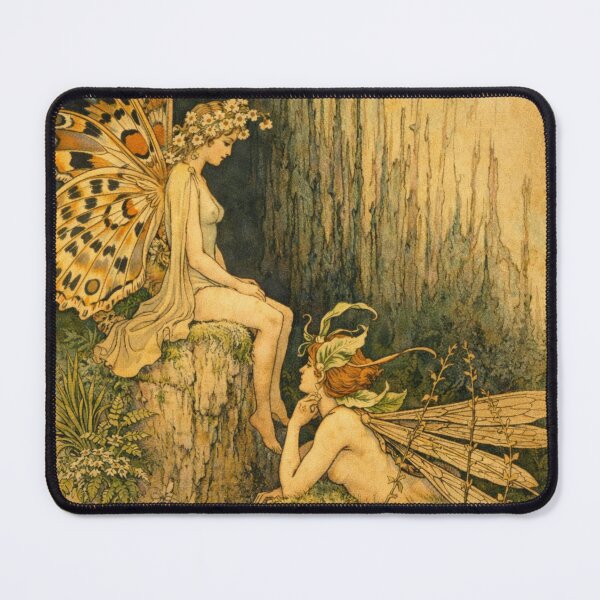 Item preview, Fairy Art Nouveau Vintage Butterfly and Dragonfly Wing Forest Illustration for Fantasy Art Lovers designed and sold by RickE.