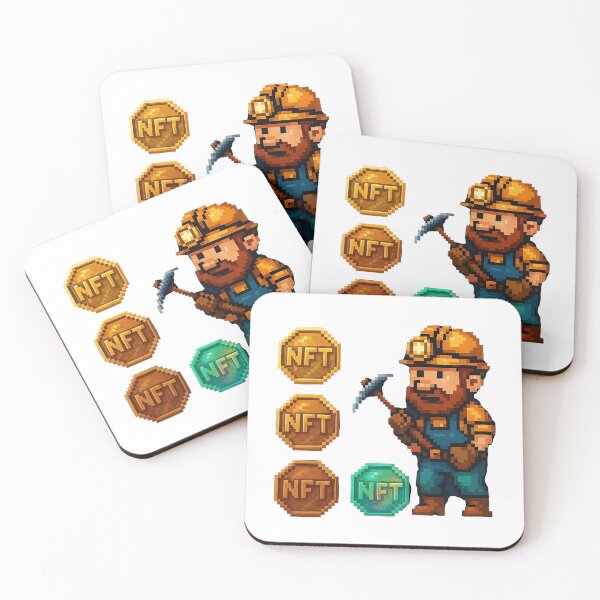 Item preview, Pixel art miner collecting NFT tokens in digital mine designed and sold by Creative88Art.