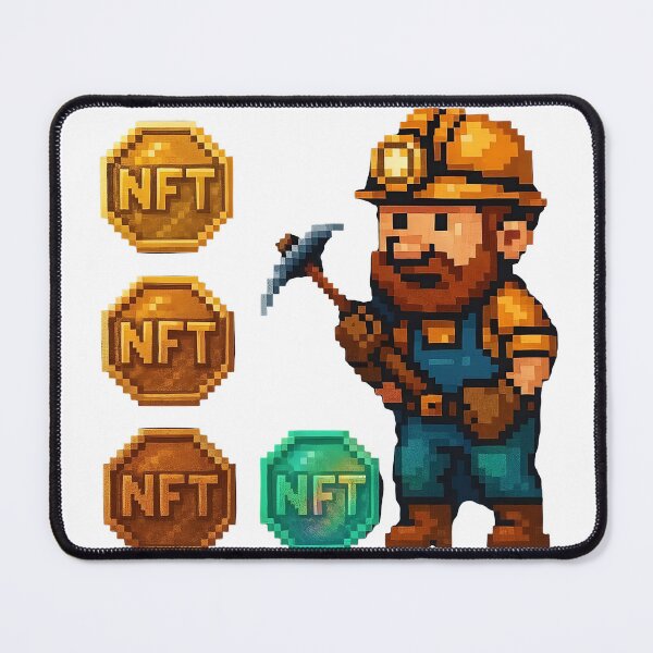 Item preview, Pixel art miner collecting NFT tokens in digital mine designed and sold by Creative88Art.
