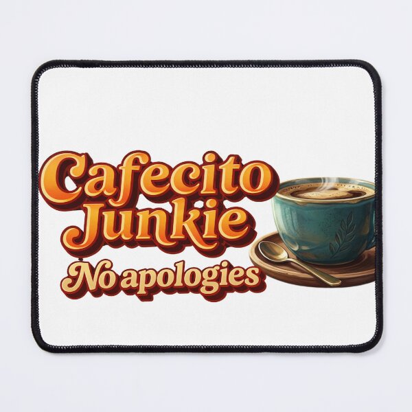 Item preview, "Cafecito Junkie No Apologies Funny Latina Sticker Shirt Phone Case, Cuban Coffee Addict Gift, Hispanic Mom Florida" designed and sold by De Aqui y de Alla Studio.