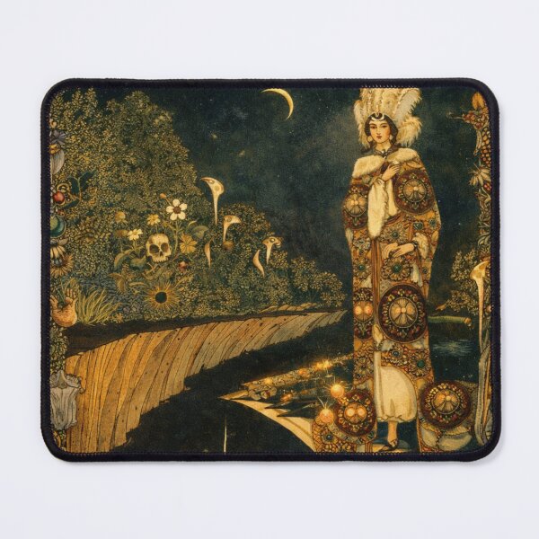 Item preview, Moonlit Bridge Art Nouveau Vintage Mystic Woman Night Scene Illustration for Fantasy Art Lovers designed and sold by RickE.
