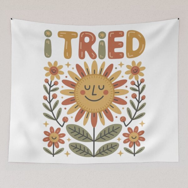 Item preview, I Tried Retro Flower Sun – Cute Vintage Floral Positive Quote Design designed and sold by NewUSShop.