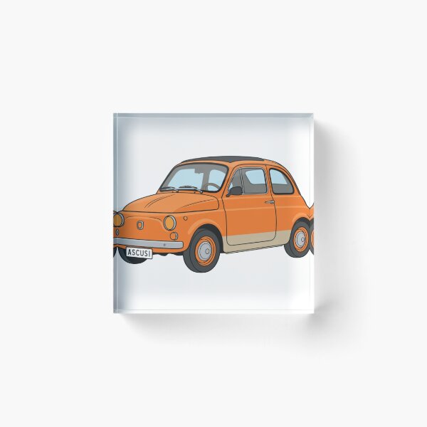 Item preview, Cute Orange Fiat 500 Cartoon – "ASCUSI" NSW Plate – Adorable Retro Car Illustration designed and sold by mcdis25.