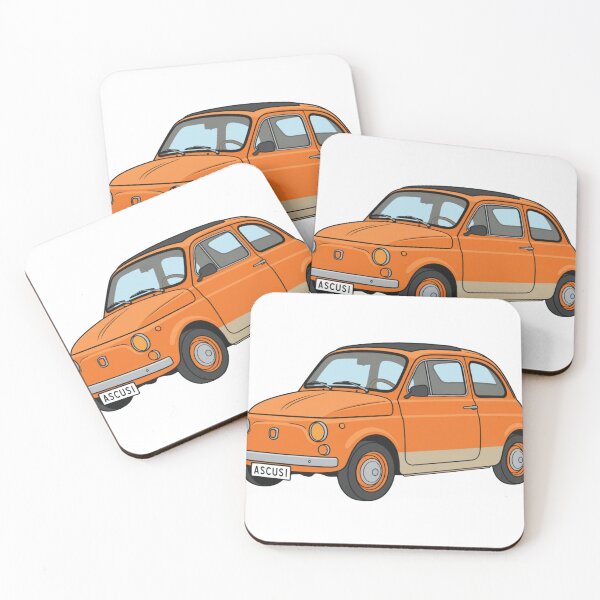 Item preview, Cute Orange Fiat 500 Cartoon – "ASCUSI" NSW Plate – Adorable Retro Car Illustration designed and sold by mcdis25.