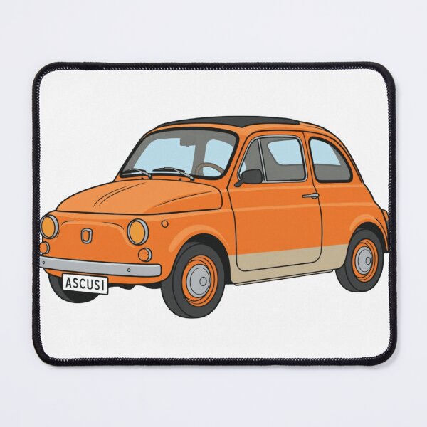 Item preview, Cute Orange Fiat 500 Cartoon – "ASCUSI" NSW Plate – Adorable Retro Car Illustration designed and sold by mcdis25.