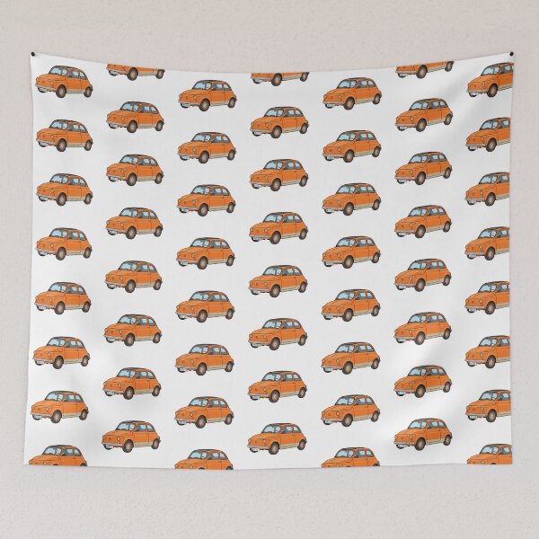 Item preview, Cute Orange Fiat 500 Cartoon – "ASCUSI" NSW Plate – Adorable Retro Car Illustration designed and sold by mcdis25.