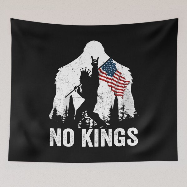 Item preview, No Kings Shirt Bigfoot, Sasquatch With America Flag No Kings designed and sold by yartyartyart.