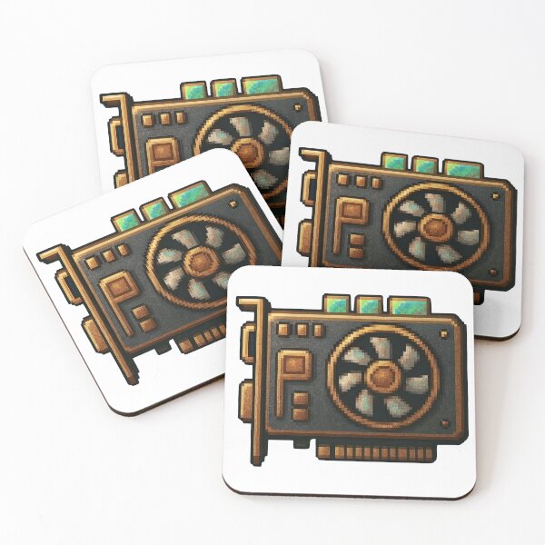Item preview, Vintage pixel art computer graphics card with golden accents designed and sold by Creative88Art.