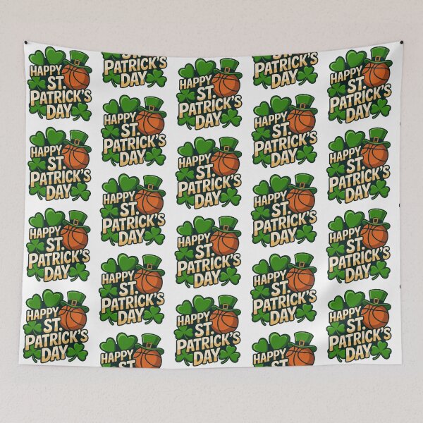 Item preview, St. Patrick’s Day Shamrock Basketball designed and sold by QuiteOrbit.