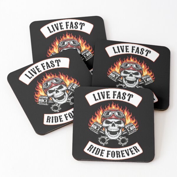 Item preview, Live Fast Ride Forever Biker Skull Motorcycle Patch Style Design designed and sold by Freki & Geri.