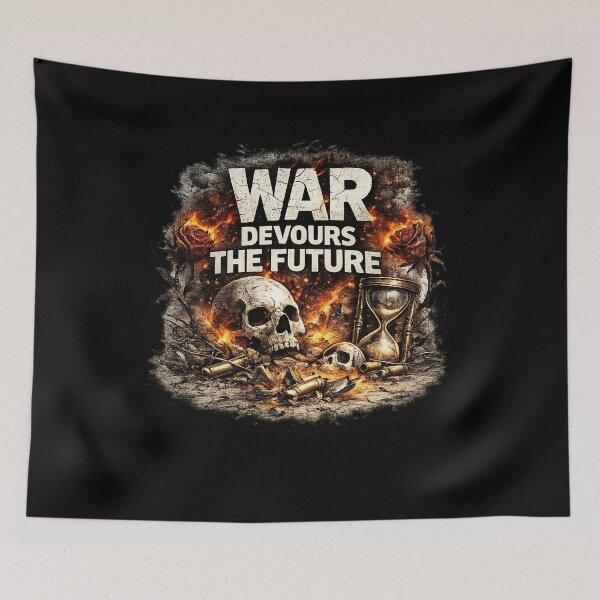 Item preview, War Devours the Future – Anti War Dark Art Sticker designed and sold by YBsahadow.