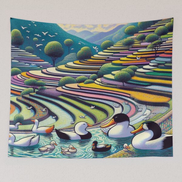 Item preview, Pastel Terraces: Serene Waterfowl Valley designed and sold by daweave77.