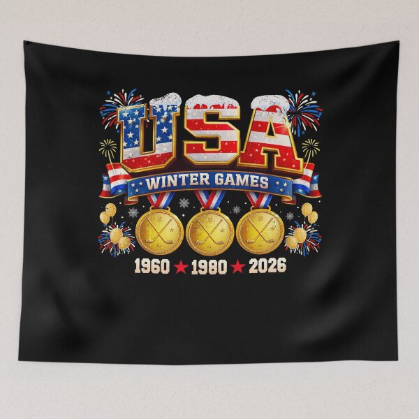 Item preview, USA Winter Games Hockey 1960 1980 2026 Patriotic Design designed and sold by Ortigzitoun.