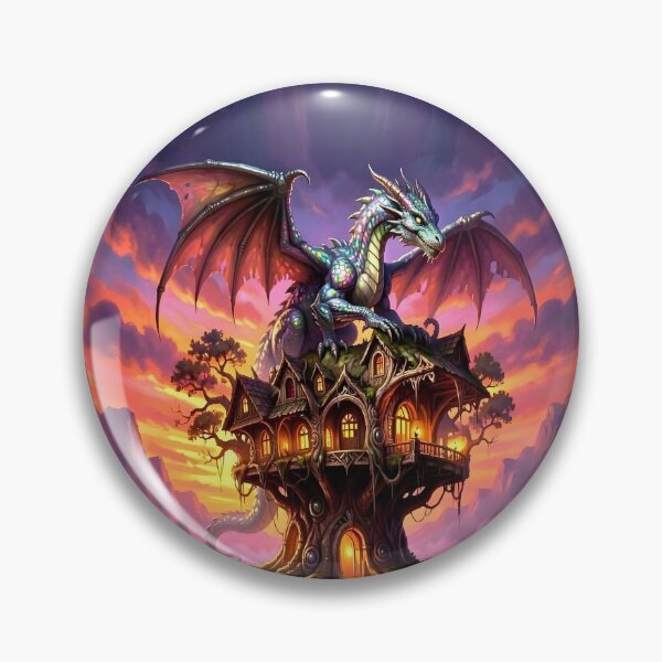Item preview, Majestic Opal Dragon in Ancient Tree Dwelling Fantasy Art designed and sold by SandyMDesigns.