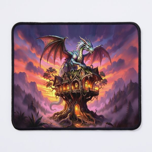 Item preview, Majestic Opal Dragon in Ancient Tree Dwelling Fantasy Art designed and sold by SandyMDesigns.