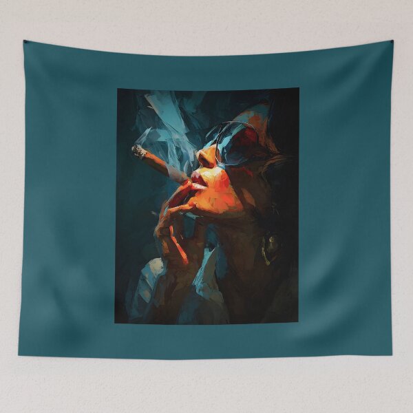 Item preview, Discover Moody Contrast with a Sunglassed Woman in Warm Tones Against a Cool Dark Backdrop designed and sold by OlfactoART Studio.