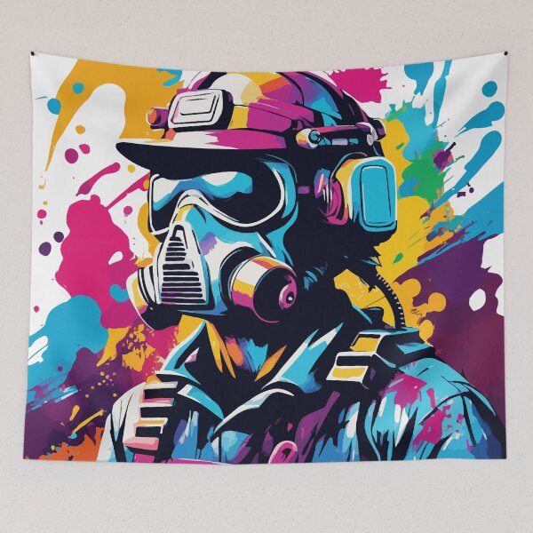 Item preview, Vivid Gasmask Warrior designed and sold by Moxie Ink Lady.