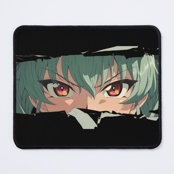 Item preview, Anchovy Girls Und Panzer Red Eyes Teal Hair Peeker Torn Paper Close Up designed and sold by PMartistStudio.