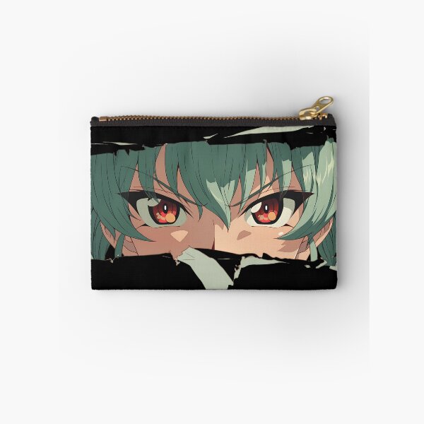Item preview, Anchovy Girls Und Panzer Red Eyes Teal Hair Peeker Torn Paper Close Up designed and sold by PMartistStudio.