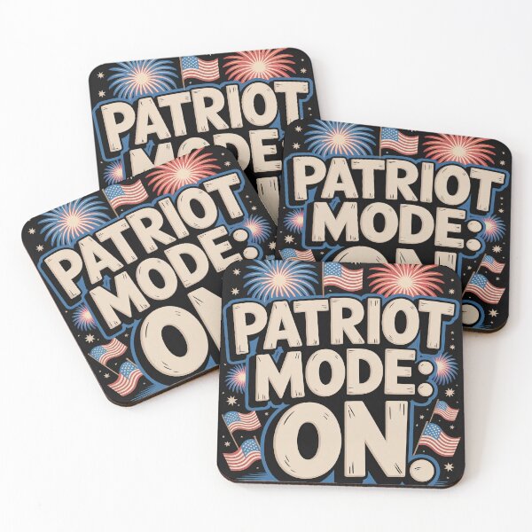 Item preview, Patriot Mode: ON — Bold Cartoon Grit Typography with Fireworks designed and sold by OldGloryForge.