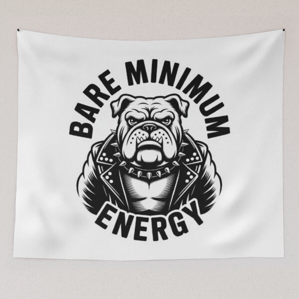 Item preview, Bare Minimum Energy Bulldog – Tough Attitude Funny Graphic Tee designed and sold by NewUSShop.