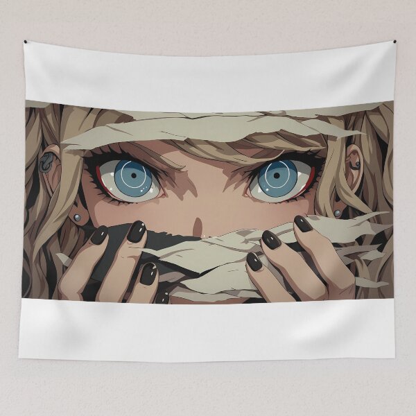 Item preview, Junko Enoshima Danganronpa Eyes Peeker Torn Paper Pink Closeup designed and sold by PMartistStudio.