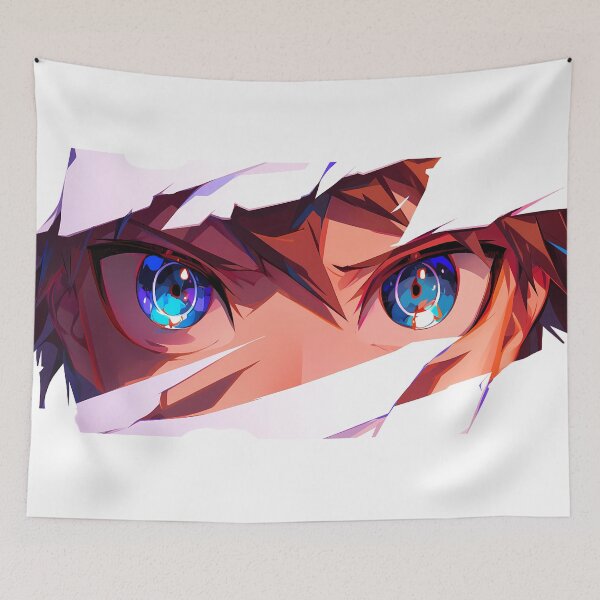 Item preview, Makoto Naegi Danganronpa Eyes Peeker Torn Paper Blue Closeup designed and sold by PMartistStudio.