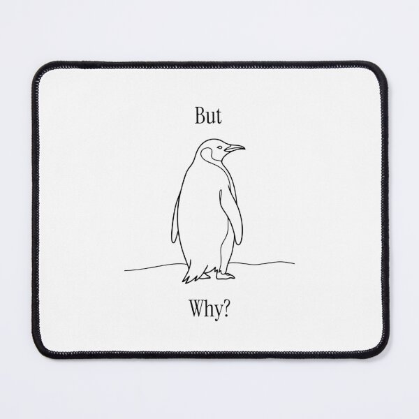 Item preview, Nihilist Penguin "But Why" Minimalist Black Line Art designed and sold by MZS Studio.