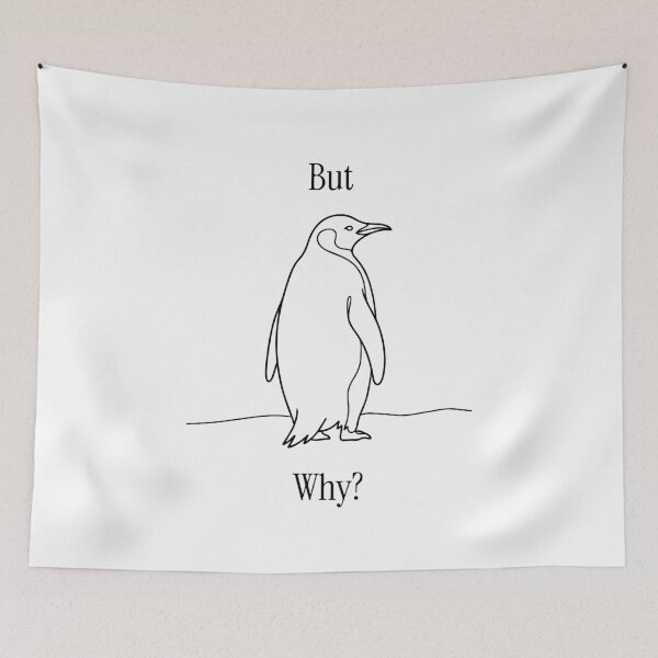 Item preview, Nihilist Penguin "But Why" Minimalist Black Line Art designed and sold by MZS Studio.
