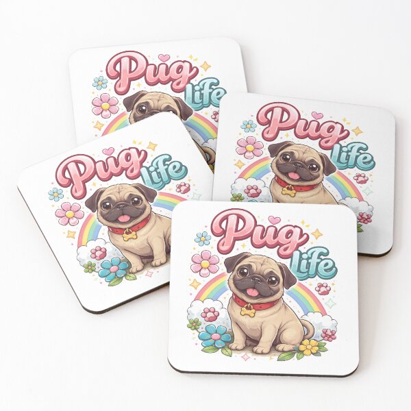 Item preview, Pug Life Kawaii Dog Illustration - Cute Rainbow & Flowers Aesthetic designed and sold by Dimu Co..