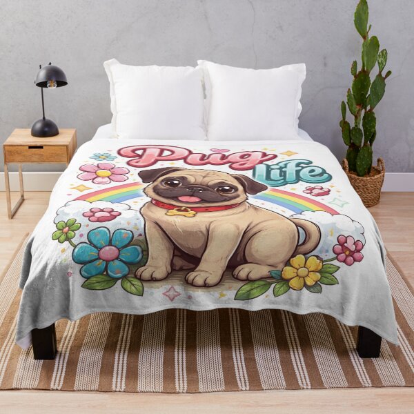 Item preview, Pug Life Kawaii Dog Illustration - Cute Rainbow & Flowers Aesthetic designed and sold by Dimu Co..