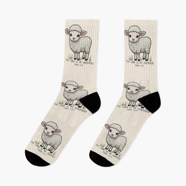 Item preview, Psalm 23 1, The Lord is my Shepherd, Cute Sheep, Embroidered Lamb Pocket Print designed and sold by Forevermore.
