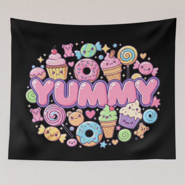 Item preview, Yummy World: Estampado kawaii de dulces y golosinas designed and sold by EsenciaZen.