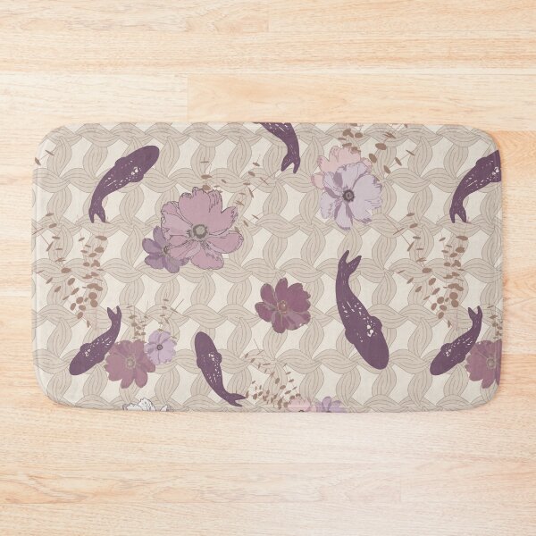 Item preview, Woven Mat with Koi and Flowers designed and sold by jehb.creative.