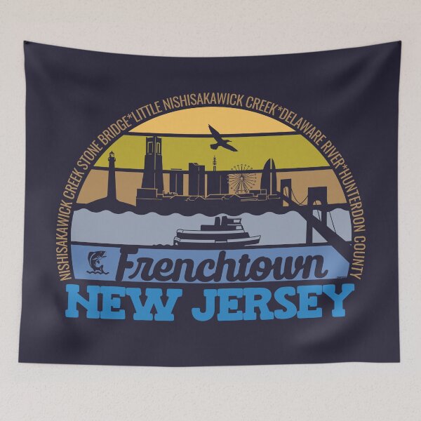 Item preview, Frenchtown New Jersey Sunset Retro Vintage Local Pride Logo designed and sold by CRHPOD20.
