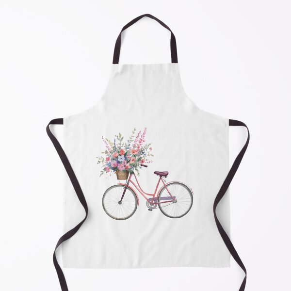 Item preview, Vintage Pink Bicycle with Watercolor Spring Flowers designed and sold by Unsololugar.