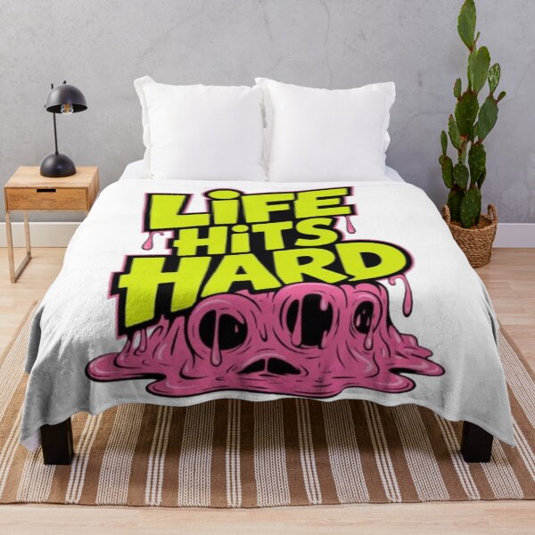 Item preview, Life Hits Hard – Neon Drip Street Art Graphic Tee designed and sold by NewUSShop.