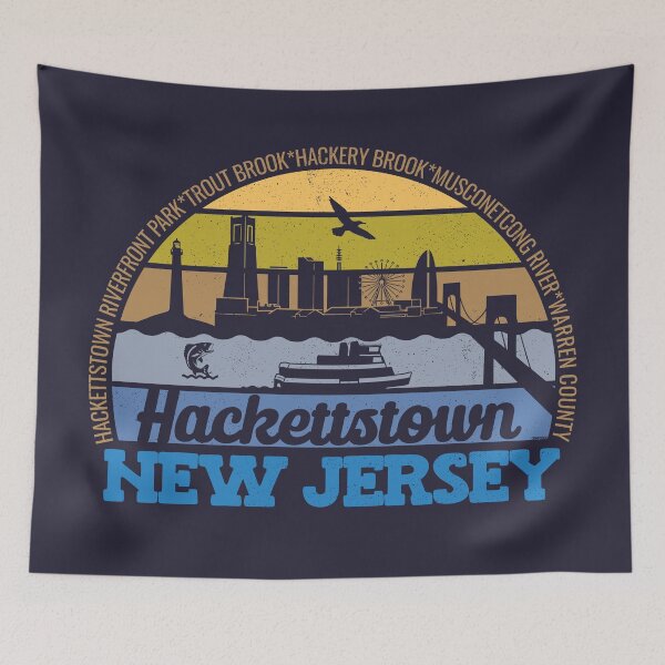 Item preview, Hackettstown New Jersey Sunset Retro Vintage Local Pride Logo designed and sold by CRHPOD20.