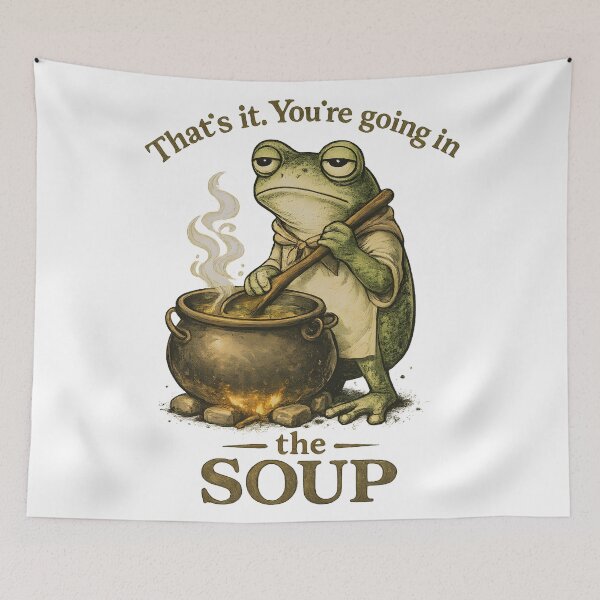 Item preview, That's It You're Going in the Soup Frog – Funny Weirdcore Frog Meme Graphic designed and sold by Teetreasure2.