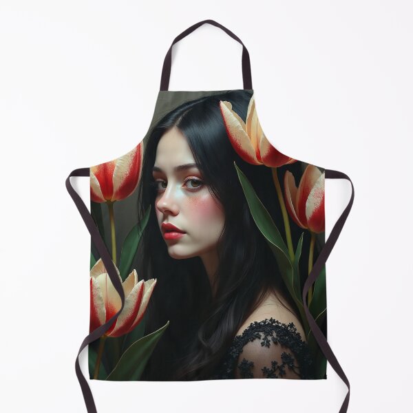 Item preview, Scarlet Tulip Reverie - Dark Botanical Portrait of Elegance designed and sold by Dream Bloom Gallery.