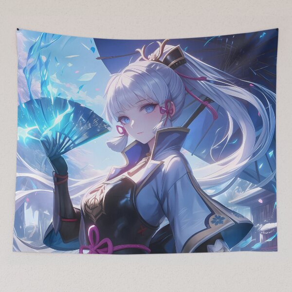 Item preview, Kamisato Ayaka Genshin Impact Cryo Kimono Umbrella Elegance designed and sold by Tokyonomad.