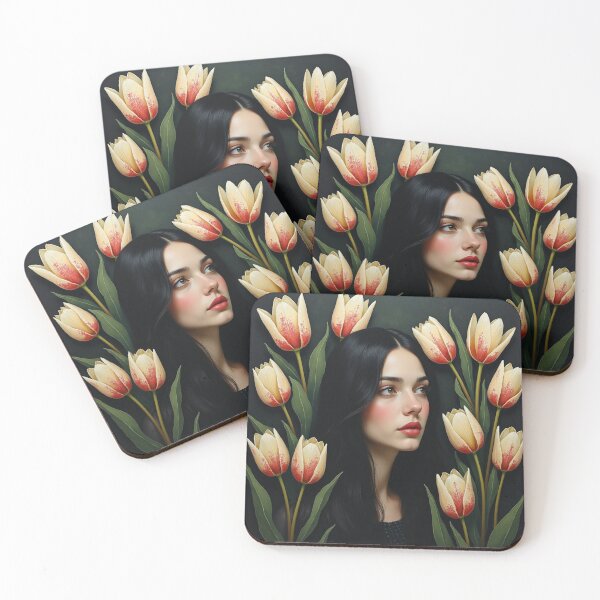 Item preview, Midnight Tulip Muse - Elegant Dark Botanical Portrait designed and sold by Oonward2021.