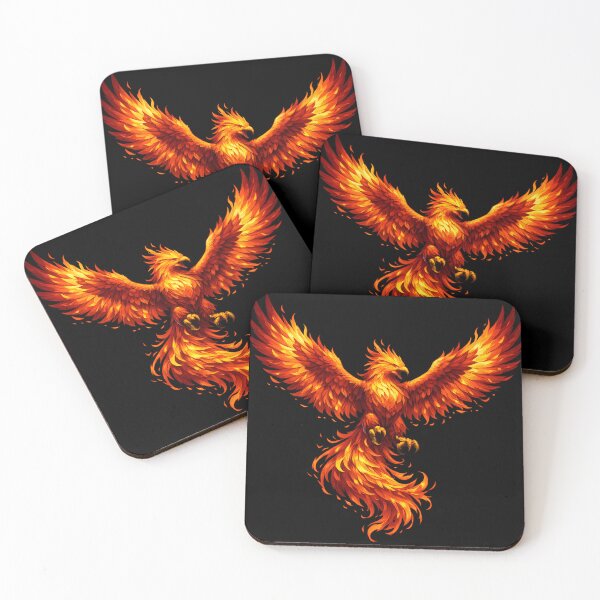 Item preview, Fiery Phoenix Rising From Ashes Illustration – Mythical Fire Bird Rebirth Design, Inspirational Fantasy Phoenix Art  T-Shirts, Stickers designed and sold by Motifai.