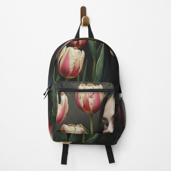 Item preview, Velvet Tulip Enchantress - Dark Botanical Portrait Art designed and sold by Dream Bloom Gallery.