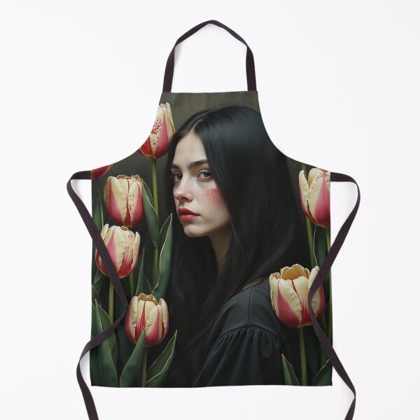 Item preview, Velvet Tulip Enchantress - Dark Botanical Portrait Art designed and sold by Dream Bloom Gallery.