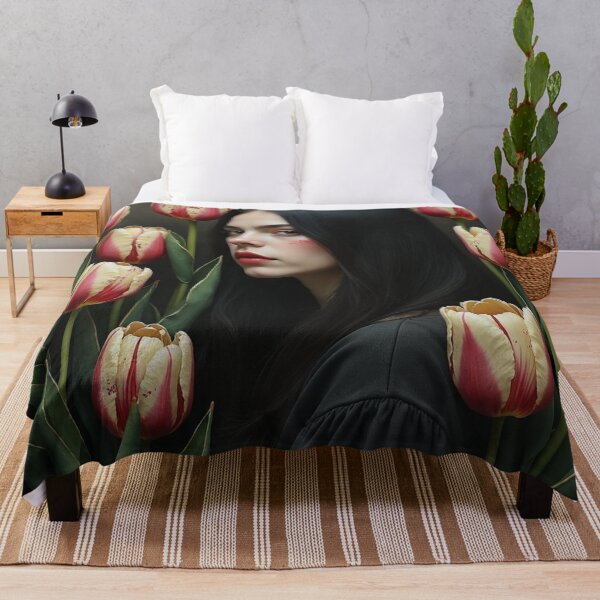 Item preview, Velvet Tulip Enchantress - Dark Botanical Portrait Art designed and sold by Oonward2021.