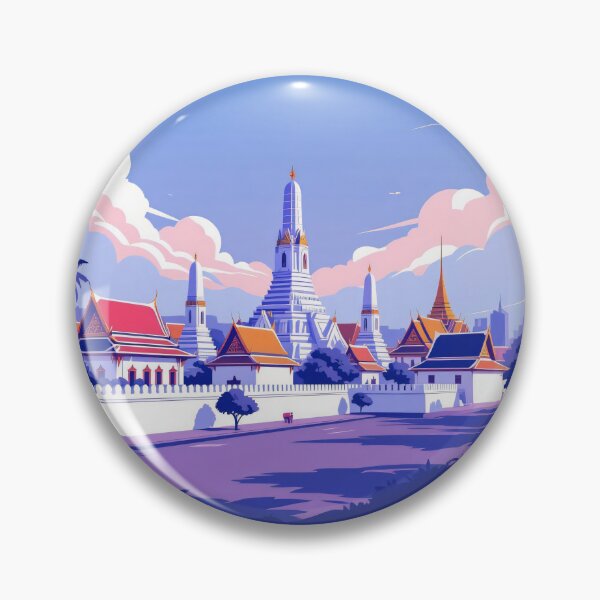 Item preview, Bangkok Temple Skyline – Pastel Thailand Travel Illustration designed and sold by KiraChie.