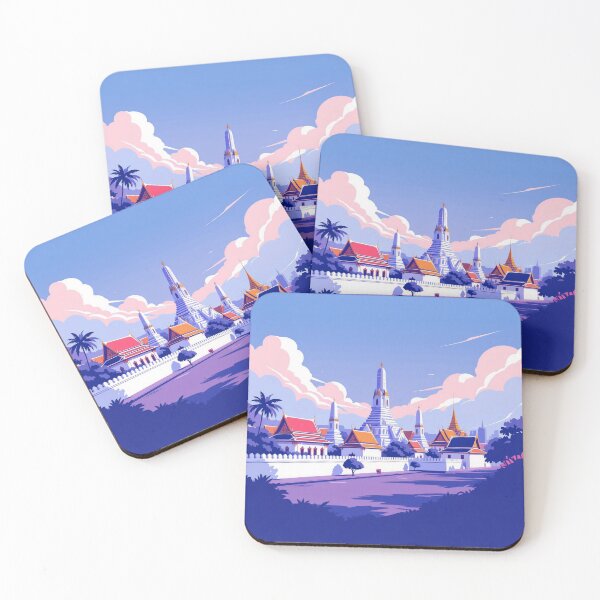 Item preview, Bangkok Temple Skyline – Pastel Thailand Travel Illustration designed and sold by KiraChie.